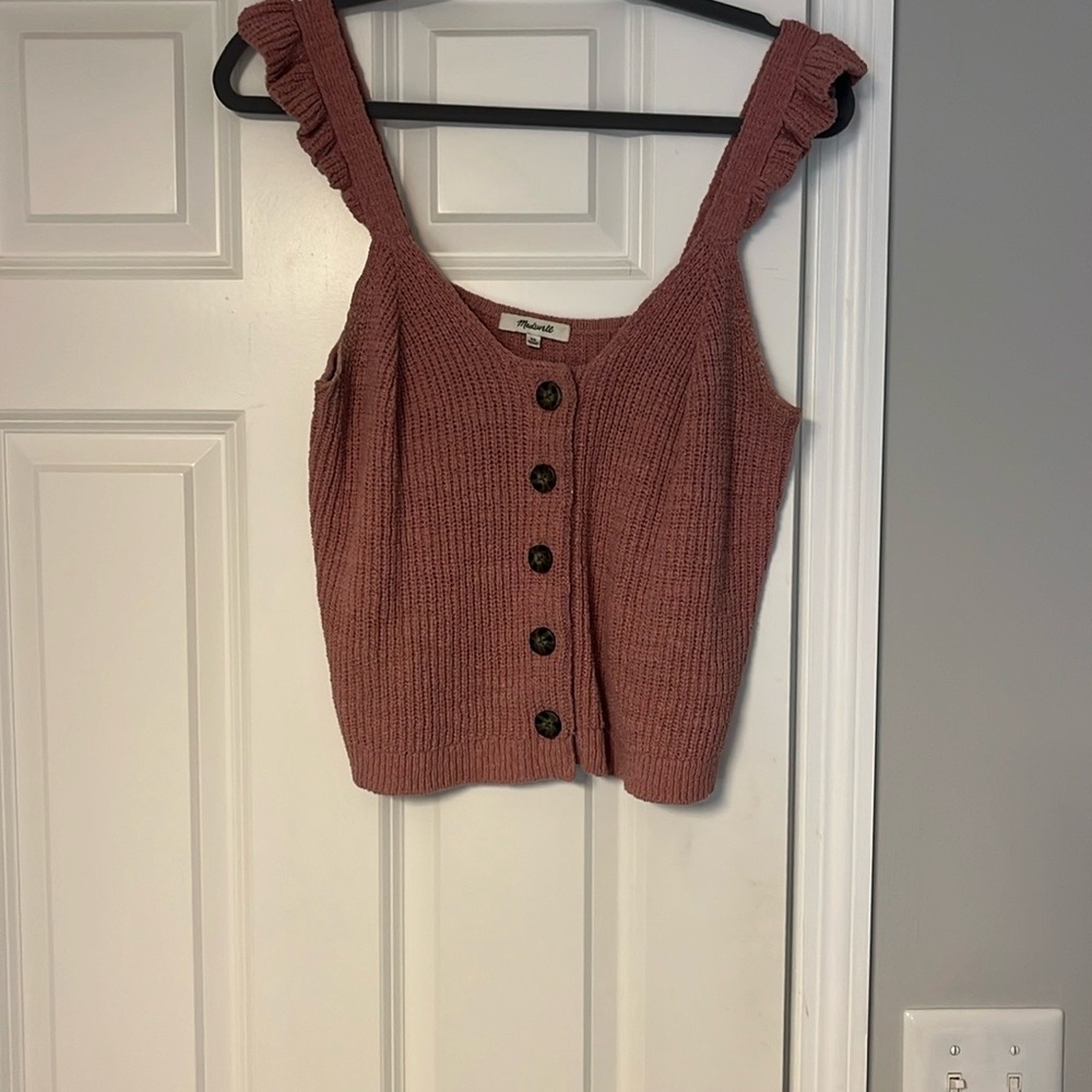 Pink Ruffle Strap Button-Down Top - image 3